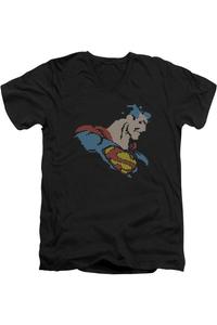 Футболка из хлопка премиум-класса DC Comics Lite Brite Superman с коротким рукавом и V-образным вырезом для взрослых Gildan, черный