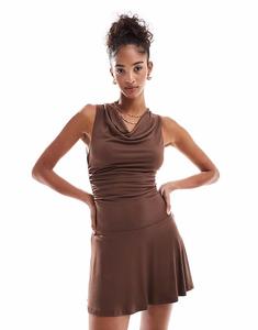 Мини-платье Sunday с воротником-хомутом цвета мокко Cotton On