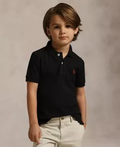 Детская и мальчиковая хлопковая поло с сетчатой тканью Polo Ralph Lauren, черный