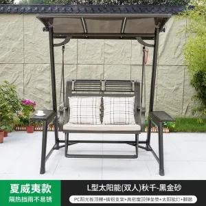 Качели гавайские Green Water двойные с подножками, матрас+подушки, черный