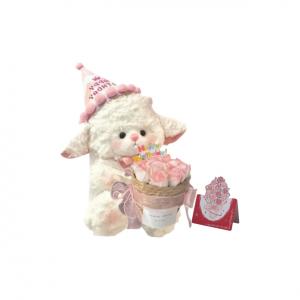 Плюшевая игрушка adorable lamb bouquet, hug bouquet dolls, высота 22см AIQINGCAOZHILIAN(WANJU), princess sheep+birthday hat+greeting card+11 pcs flower basket