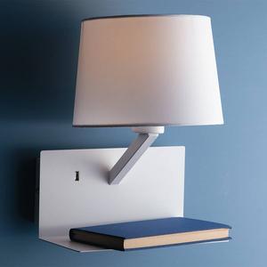 Настенный светильник Luce Ambiente e Design Ciak, текстурированная ткань / алюминий - 1-flame - белый