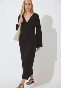 Платье-Макси с рукавами-баллонами и пуговицами Na-Kd, Black