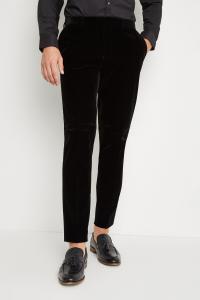 Черные бархатные брюки приталенного кроя MOSS, черный