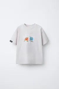 Футболка с принтом gumball cartoon network Zara, жемчужно-серый