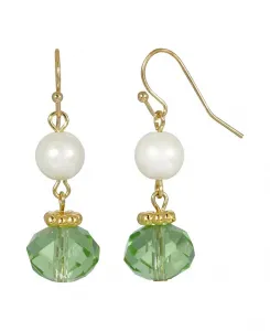Серьги-Подвески с имитацией жемчуга зеленого цвета золотистого оттенка 2028, green