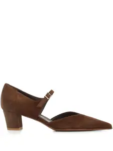 Туфли-лодочки с ремешком и пряжкой, каблук 40 мм Sergio Levantesi, коричневый