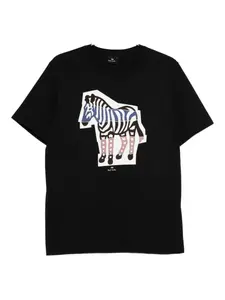 Футболка из хлопка с вырезным принтом «Зебра» PS Paul Smith, черный