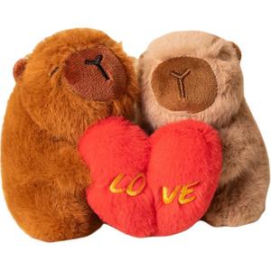 Магнитная наклейка кукла капибара с сердцем плюшевый кулон высота 12см Bitter purchase, светло-коричневый