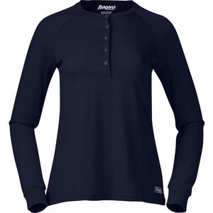Женская футболка Lysebu из шерсти с длинными рукавами и хенли Bergans, синий