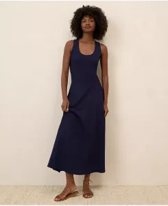 Женское макси-платье из органического хлопка с расклешенным силуэтом и открытой спиной Pact, синий