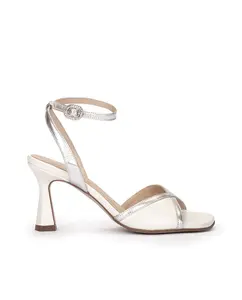 Женские сандалии на каблуке с браслетом и пряжкой блестки Pedro Miralles, серебряный
