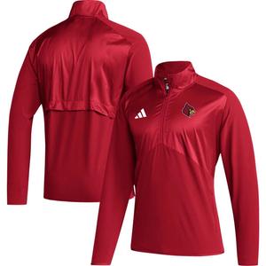 Мужская красная куртка Louisville Cardinals Sideline AEROREADY с рукавами реглан и молнией четверти adidas