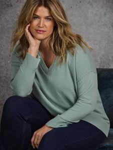 Вязаный джемпер с V-образным вырезом Live Unlimited, Green