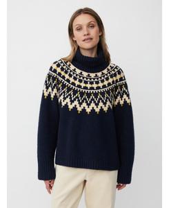 Женский вязаный свитер с длинными рукавами и высоким воротником Masai Copenhagen, Navy blazer