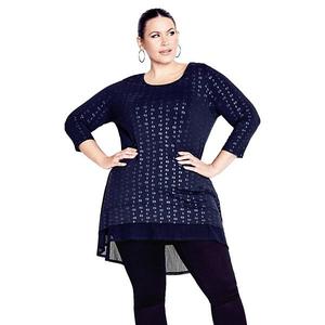 Женская туника с фольгированным принтом plus size Avenue, Navy