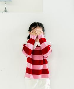 Полосатый вязаный пуловер с длинными рукавами Lowrys Farm, цвет Pink X Red(25)