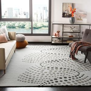 Ковер SAFAVIEH, 229 x 290 см, Soho Collection, Blue & Grey, ручной работы, абстрактный, шерсть и вискоза, идеально для помещений с высокой проходимостью в гостиной, спальне (SOH727B)