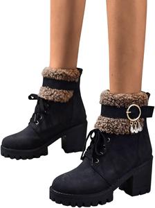 Женские платформенные ботинки ZBYY, женские ботинки на танкетке с низким каблуком, с круглым носком из замши, на молнии, с искусственным мехом, короткие ботильоны для женщин, 10.5 Black