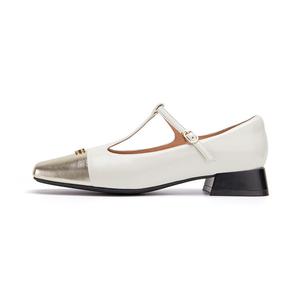 Туфли Мэри Джейн женские фарфоровые белые + позолоченные Marie Claire