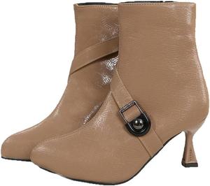 Модные женские ботильоны на низком каблуке, с простым дизайном, внутренней молнией, для уличного использования и поездок на работу, доступны большие размеры. Fusecottc, Khaki