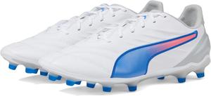 Мужские футбольные бутсы Puma King Pro для твердого и искусственного покрытия, белый/голубой/серый/светло-серый