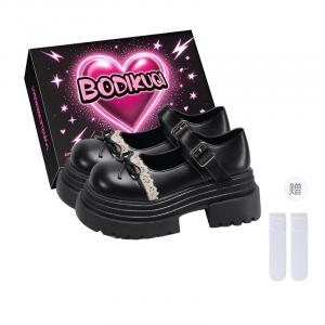 Boldi Kuki Туфли Мэри Джейн на массивном каблуке женские черные матовые, цвет Matte Black (Exclusive Box+Socks)