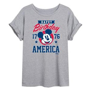 Футболка большого размера с надписью «С днем рождения, Америка» от юниоров Микки Мауса Disney, серый