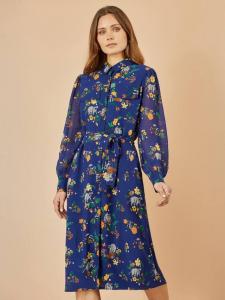 Платье миди с принтом енота Yumi, Navy