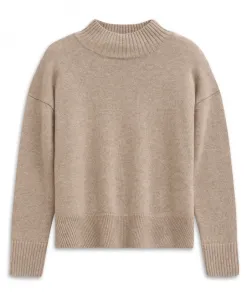 Кашемировый свитер с высоким воротником Bugatti, бежевый