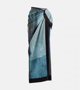 Печатная хлопковая пляжная накидка Jean Paul Gaultier, Seafoam/Mustard