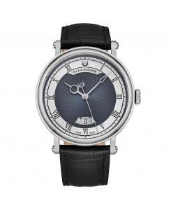 Мужские автоматические часы Triumph, черная кожа, синий циферблат, круглые часы 49 мм Alexander