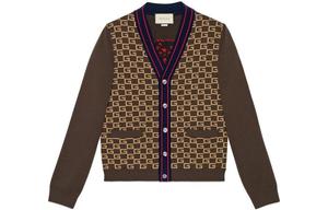 Кардиган мужской Gucci с узором, коричневый / синий / красный