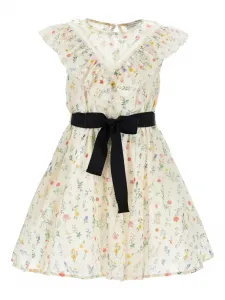 Платье с оборками и цветочным принтом Philosophy Di Lorenzo Serafini Kids, бежевый