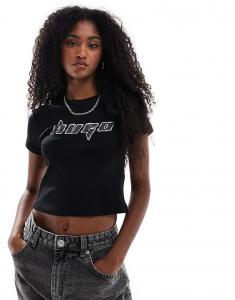 Укороченная футболка Hugo Blue Dalia черного цвета