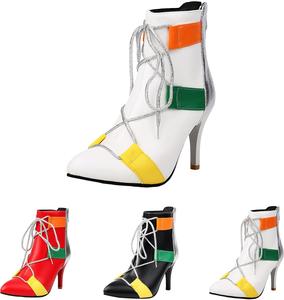 Generic Женские ботильоны с заостренным носком на высоком каблуке, шнуровкой, кожаные с каблуком-стилетто, короткие модные ботильоны, рабочие туфли, свадебные и вечерние туфли с задней молнией