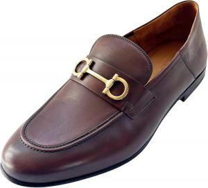 Мужские лоферы Ferragamo с пряжкой Gancini из коричневой кожи, без шнурков (Salvatore)