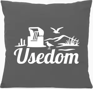 Подушка для дивана Huuraa, подарочная, 40x40 см, с наполнителем из серо-стального хлопка, с пляжным мотивом, сувенир из Иседома Hellweg Druckerei