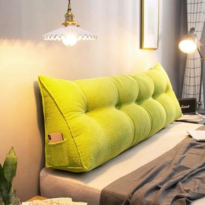 Hueborne Подушка для чтения в кровати Wedge с высокой спинкой и подлокотниками, съемный чехол из вельвета Fruit Green