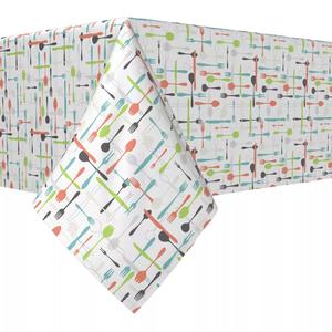 Прямоугольная скатерть, 100 % хлопок, 60x120 дюймов, кухонные столовые приборы в стиле ретро.