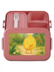 Mr. & Mrs. Panda Бенто-бокс «Лучшие друзья» с лимонным дизайном, без слогана, пастельно-красного цвета