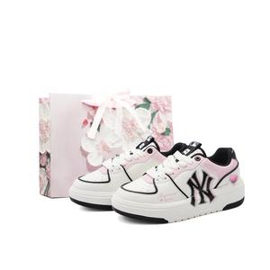 MLB Женские низкие скейтерские кроссовки Chunky Liner Abrasion Resistant розовые белые