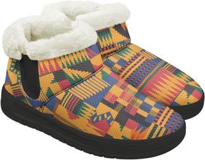 Qoiuvncy Женские зимние ботинки с меховой подкладкой, широкая модель, слипоны, зимние ботинки на низком каблуке, черная подошва