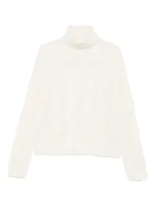 Кабельный вязаный свитер с воротником-гольф Liu Jo, белый