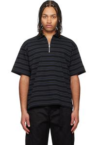 Sacai Темно-Синяя поло в горизонтальную полоску
