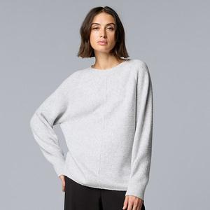 Женский свитер-пуловер с круглым вырезом Simply Vera Vera Wang, Light Gray Fox Heather