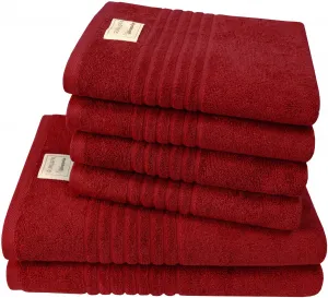 Набор полотенец Dyckhoff "Природа", (комплект, 6 шт., 2 банных полотенца (70х140 см) - 4 полотенца для рук (50х100 см), 4 полотенца для рук (50х100 см), 2 полотенца для душа (70х140 см) (3 шт.), цвет amarena
