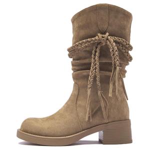 AGSDON Женские полусапожки каштановые хаки, цвет Khaki