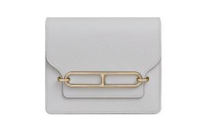 HERMES Кожаный кошелек для монет в виде пятачка с держателем для карт, поясная сумка мини, женская, жемчужно-серый