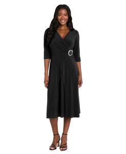 Женское плиссированное вязаное крючком платье миди с открытой спиной R & M Richards, Black